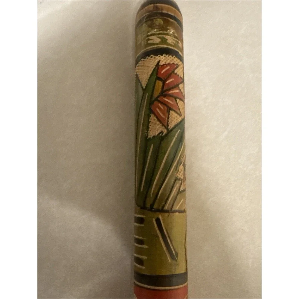 Vintage Original 80's Mexico Hand Carved & Painted Wooden Pinata Bat Stick 23